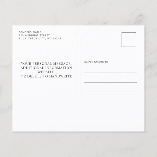Papier Budget Eucalyptus Ardoise Enregistrer La Date Cart (Dos)
