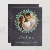 Papier Budget Eucalyptus Ardoise Photo Mariage Merci (Devant / Derrière)