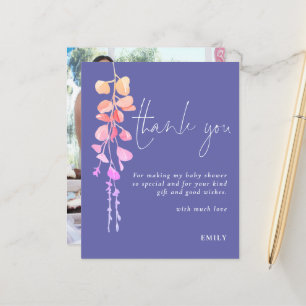 Papier Budget Eucalyptus Baby shower Lilac photo Merci