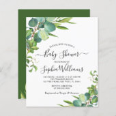 Papier Budget Eucalyptus Baby shower vert Invitation (Devant / Derrière)