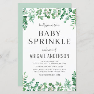 Papier Budget Eucalyptus Baby Sprinkle Douche Invitation