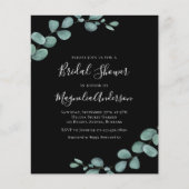 Papier Budget Eucalyptus Black Bridal Shower Invitation (Devant)
