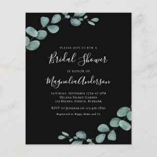 Papier Budget Eucalyptus Black Bridal Shower Invitation