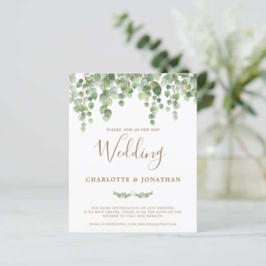 Papier Budget Eucalyptus Botanical QR Code Mariage Invita (Debout devant)