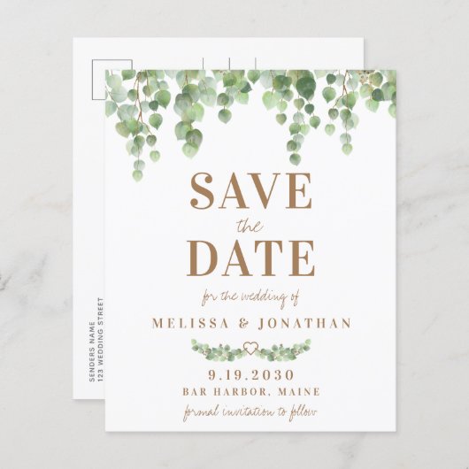 Papier Budget Eucalyptus Botanical Wedding Enregistrer La (Devant / Derrière)
