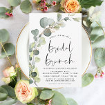 Papier Budget Eucalyptus Bridal Brunch Shower Invitation<br><div class="desc">Budget Eucalyptus Verdure Aquarelle botanique Succulente Fête des mariées de mariage de printemps - Brunch nuptiale Invitations sur arrière - plan blanc - comprend belle et élégante typographie script avec feuilles botaniques modernes et verdure pour la fête spéciale Mariée à être.</div>