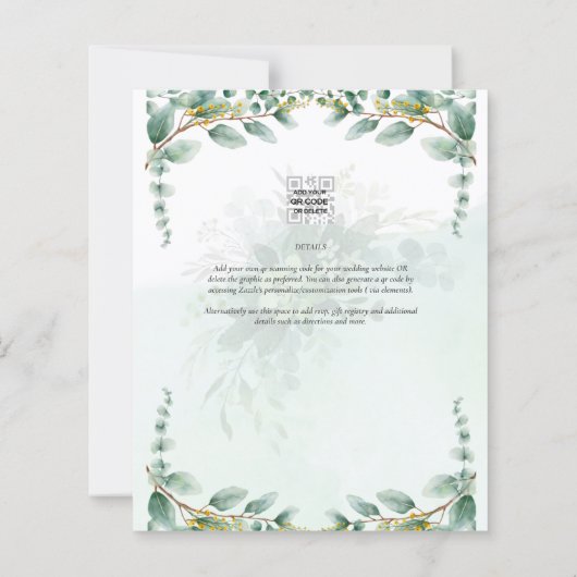 Papier BUDGET Eucalyptus BRIDAL SHOWER Décoration verte O (Dos)