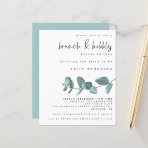 Papier Budget Eucalyptus Brunch Fête des mariées Bubbly