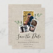 Papier BUDGET Eucalyptus Burlap Mariage Enregistrer La Da (Devant / Derrière)