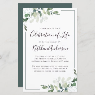 Papier Budget Eucalyptus Célébration de la vie Invitation