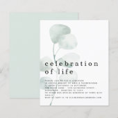 Papier Budget Eucalyptus Célébration de la vie Invitation (Devant / Derrière)