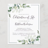 Papier Budget Eucalyptus Célébration de la vie Invitation (Devant)