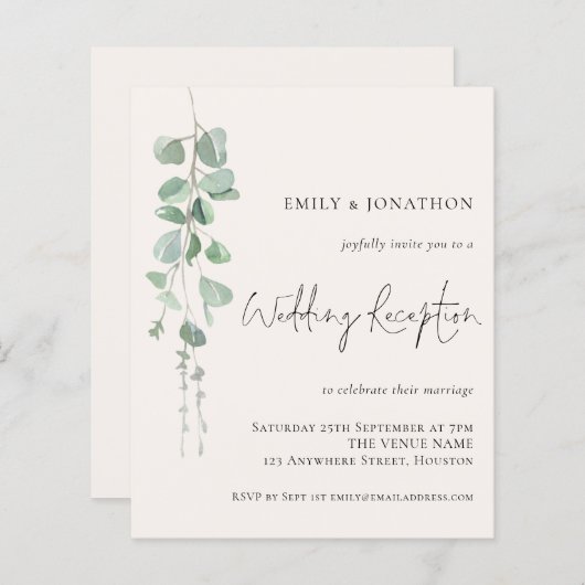 Papier Budget Eucalyptus Cream Invitation de réception de (Devant / Derrière)