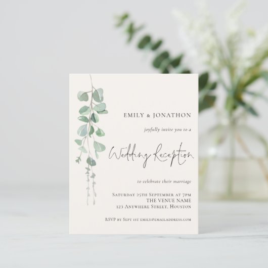 Papier Budget Eucalyptus Cream Invitation de réception de (Debout devant)
