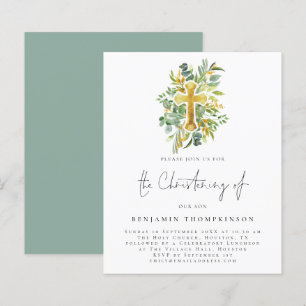 Papier Budget Eucalyptus Cross Christening Turquoise Invi