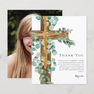 Papier BUDGET Eucalyptus Cross   Confirmation Merci