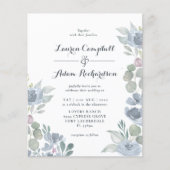 Papier Budget Eucalyptus Dusty Blue Faire-part de mariage (Devant)