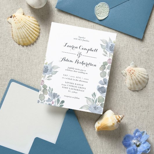 Papier Budget Eucalyptus Dusty Blue Faire-part de mariage