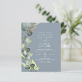 Papier Budget Eucalyptus Dusty Blue Faire-part de mariage (Debout devant)