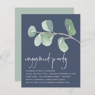 Papier Budget Eucalyptus Dusty Navy Blue Engagement Party