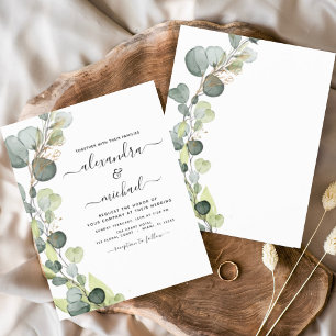 Papier Budget Eucalyptus Élégant Mariage Invitation