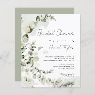 Papier Budget Eucalyptus Élégante Invitation de douche nu