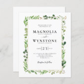 Papier Budget Eucalyptus Faire-part de mariage botanique (Devant / Derrière)