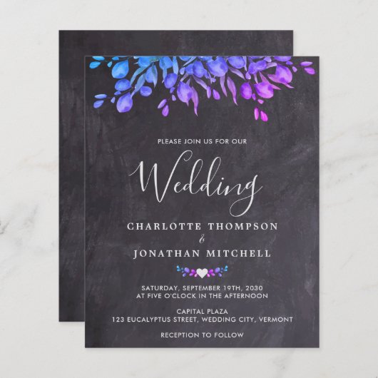 Papier Budget Eucalyptus Faire-part de mariage d'ardoise (Devant / Derrière)