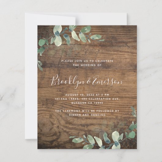 Papier Budget Eucalyptus Faire-part de mariage de verdure (Devant)