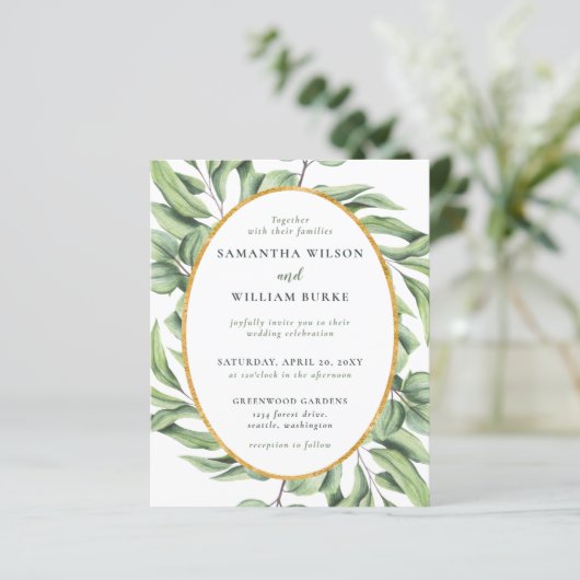 Papier Budget Eucalyptus Faire-part de mariage de verdure (Debout devant)