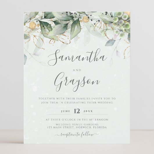 Papier Budget Eucalyptus Faire-part de mariage de verdure