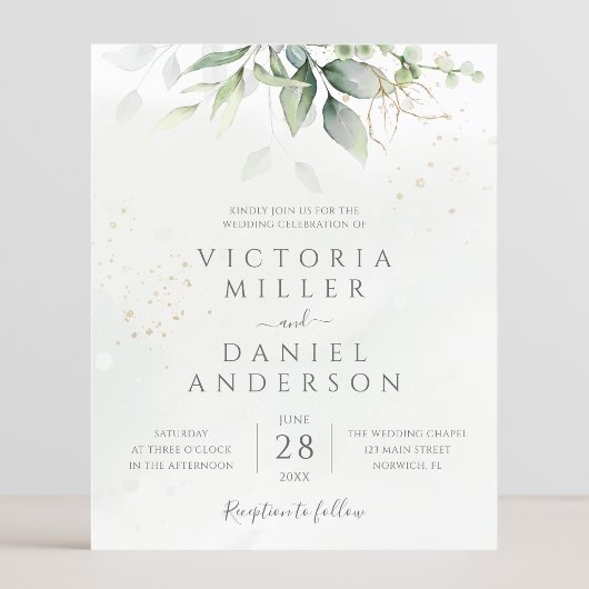 Papier Budget Eucalyptus Faire-part de mariage de verdure