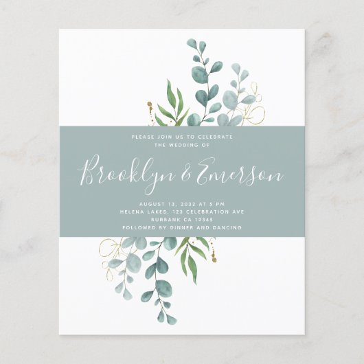 Papier BUDGET Eucalyptus Faire-part de mariage Décontract (Devant)