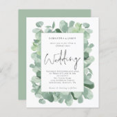 Papier Budget Eucalyptus Faire-part de mariage frontalièr (Devant / Derrière)