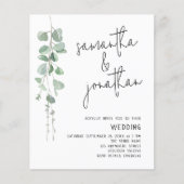 Papier Budget Eucalyptus Faire-part de mariage informel (Devant)