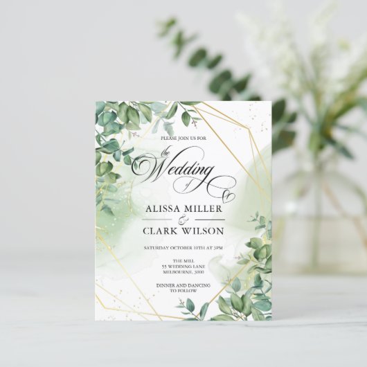 Papier BUDGET Eucalyptus Faire-part de mariage Or (Debout devant)