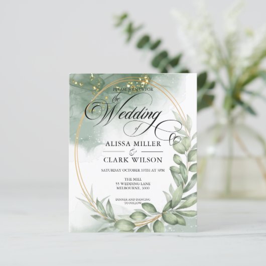 Papier BUDGET Eucalyptus Faire-part de mariage Or (Debout devant)