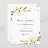 Papier Budget Eucalyptus Faire-part de mariage Or Vert (Devant / Derrière)