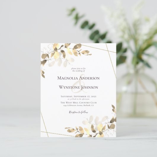 Papier Budget Eucalyptus Faire-part de mariage Or Vert (Debout devant)