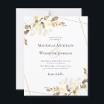 Papier Budget Eucalyptus Faire-part de mariage Or Vert<br><div class="desc">Amusez-vous dans une ambiance romantique pour votre mariage avec ce design moderne abordable avec des feuilles d'eucalyptus aquarelle et un cadre géométrique à effet feuille d'or.</div>