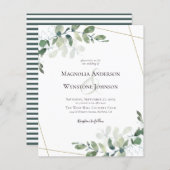 Papier Budget Eucalyptus Faire-part de mariage Or Vert (Devant / Derrière)