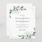 Papier Budget Eucalyptus Faire-part de mariage Or Vert (Devant / Derrière)