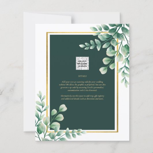 Papier BUDGET Eucalyptus FÊTE DES MARIÉES Vert Or QR C (Dos)