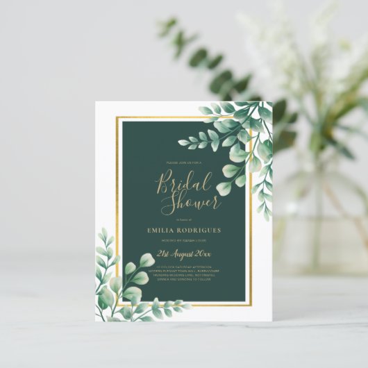 Papier BUDGET Eucalyptus FÊTE DES MARIÉES Vert Or QR C (Debout devant)