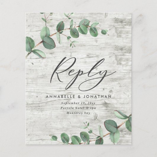 Papier budget eucalyptus feuillage bois blanc mariage RSV (Devant)