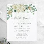 Papier Budget Eucalyptus Floral Bridal Shower Invitation<br><div class="desc">Une élégante invitation à la douche nuptiale fleurie avec des roses d'aquarelle et des feuilles d'eucalyptus avec calligraphie manuscrite moderne.</div>