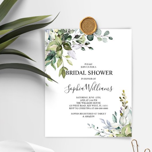 Papier Budget Eucalyptus Floral Bridal Shower Invitation