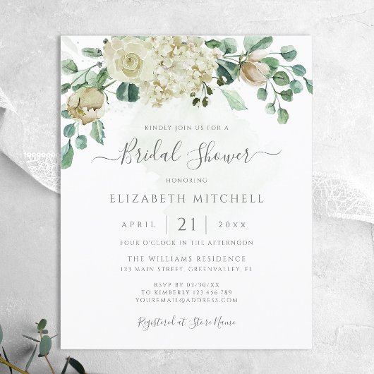 Papier Budget Eucalyptus Floral Bridal Shower Invitation