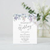 Papier Budget Eucalyptus & Floral Purple Mariage Inviter (Debout devant)