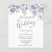 Papier Budget Eucalyptus & Floral Purple Mariage Inviter (Devant)